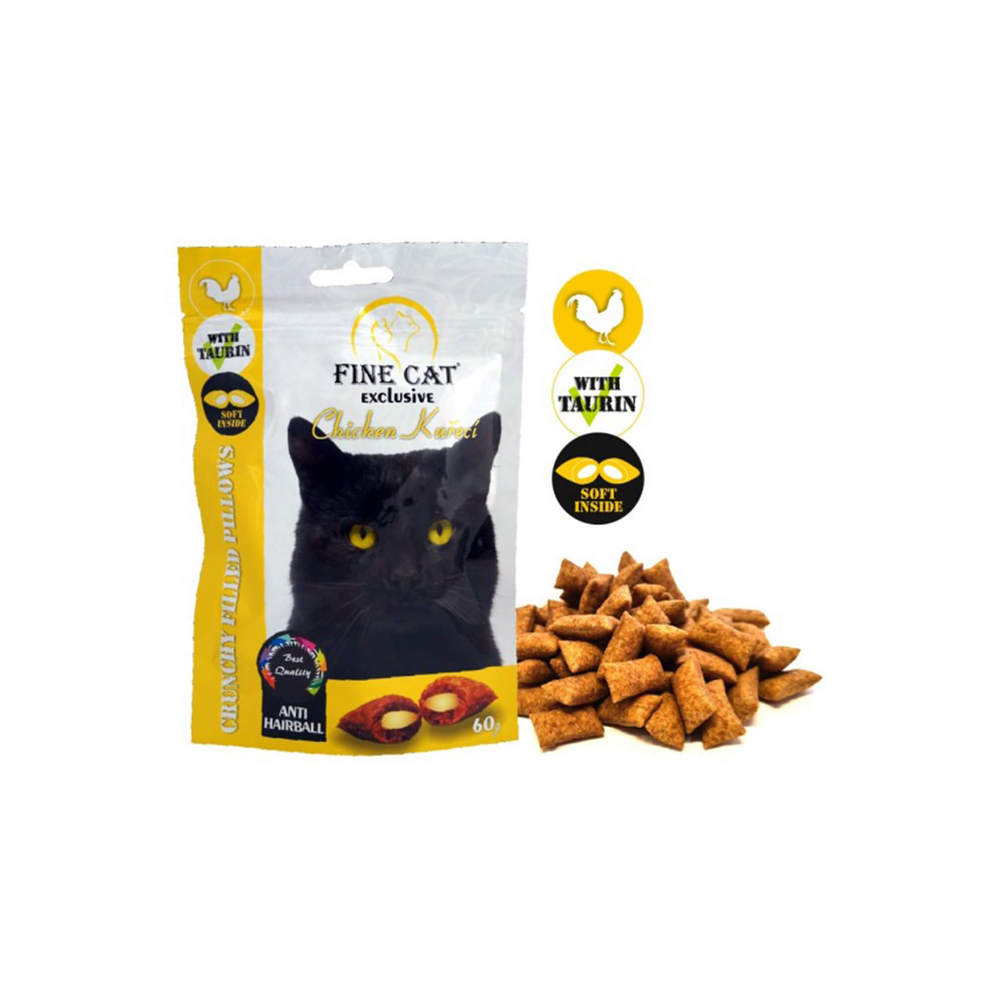 RDC FINE CAT POSLASTICA JASTUČIĆI PILETINA ANTI HAIRBALL 60gr